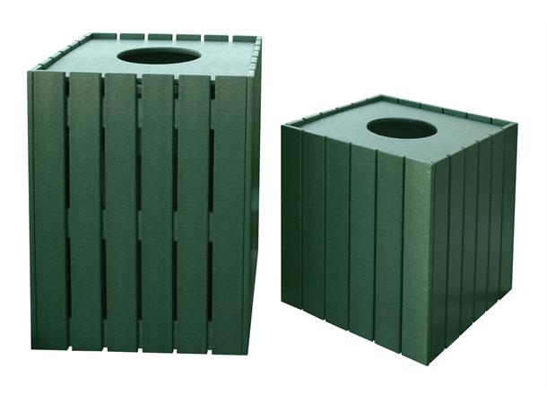 20 Gallon Square Slatted Green Line Trash Container-Black SG200160BK